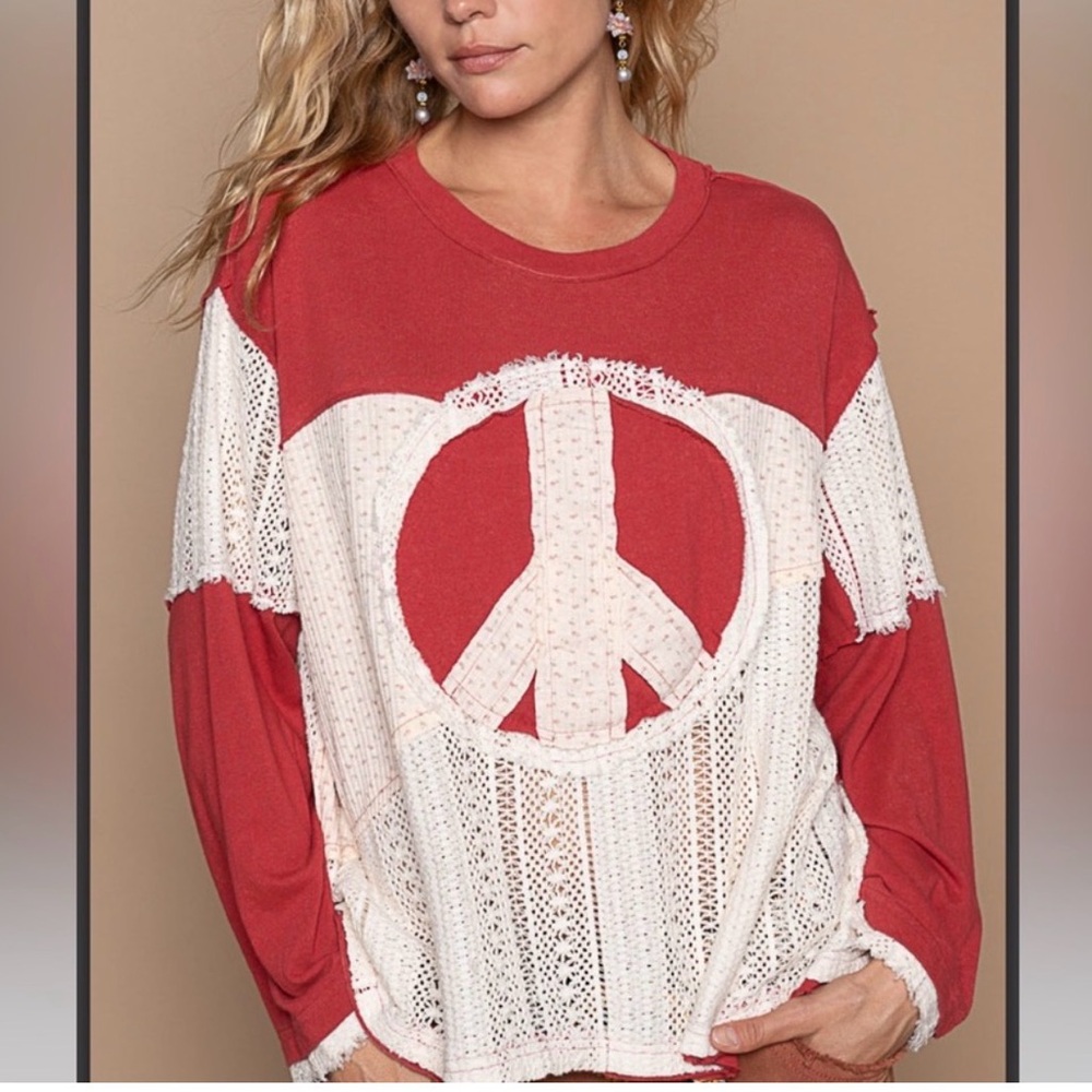 Women's Red Peace Sign Top No Longer Made Rare Large